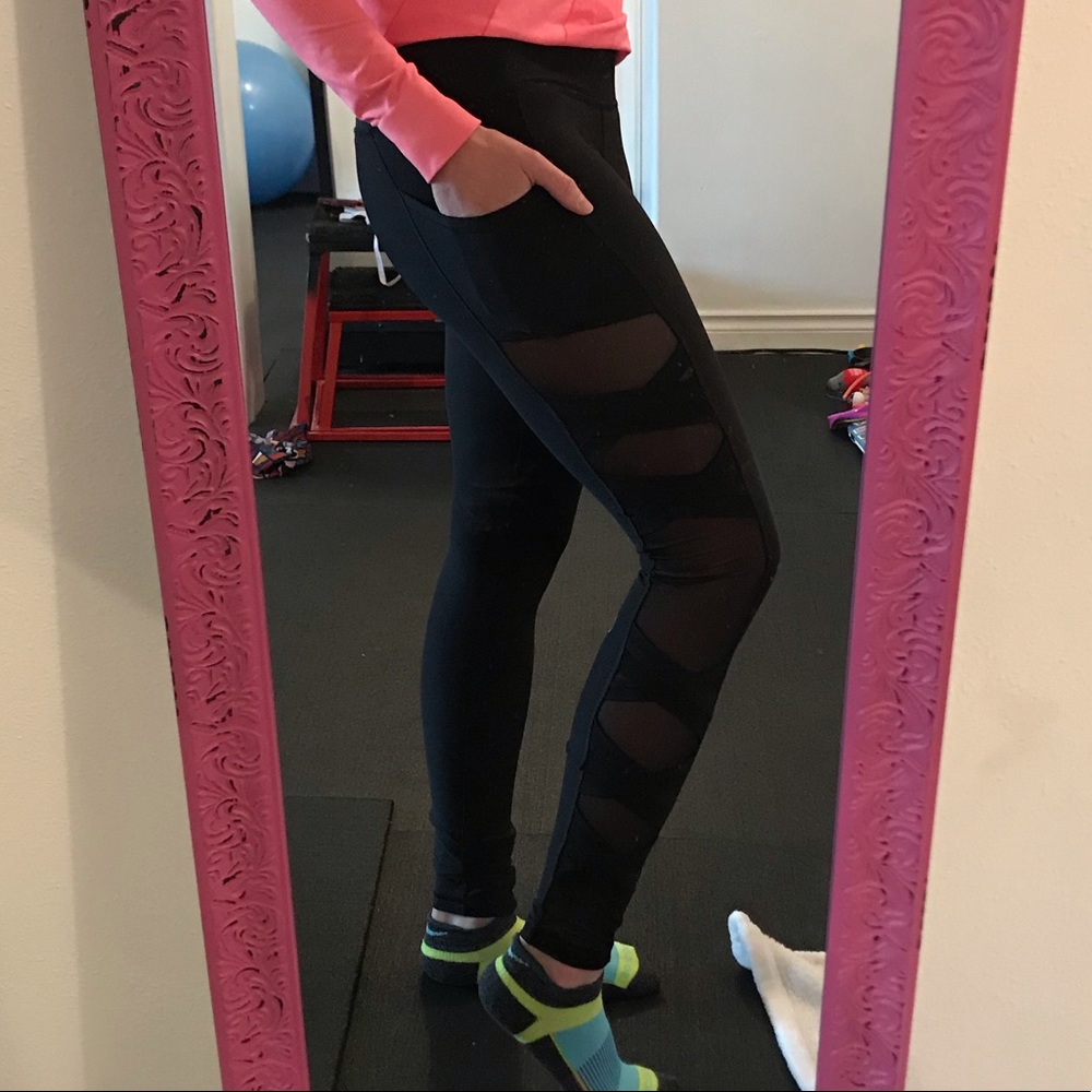 X by Gottex black mess cutout leggings